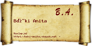 Béki Anita névjegykártya