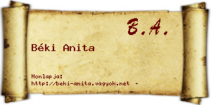 Béki Anita névjegykártya