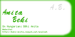 anita beki business card
