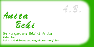 anita beki business card